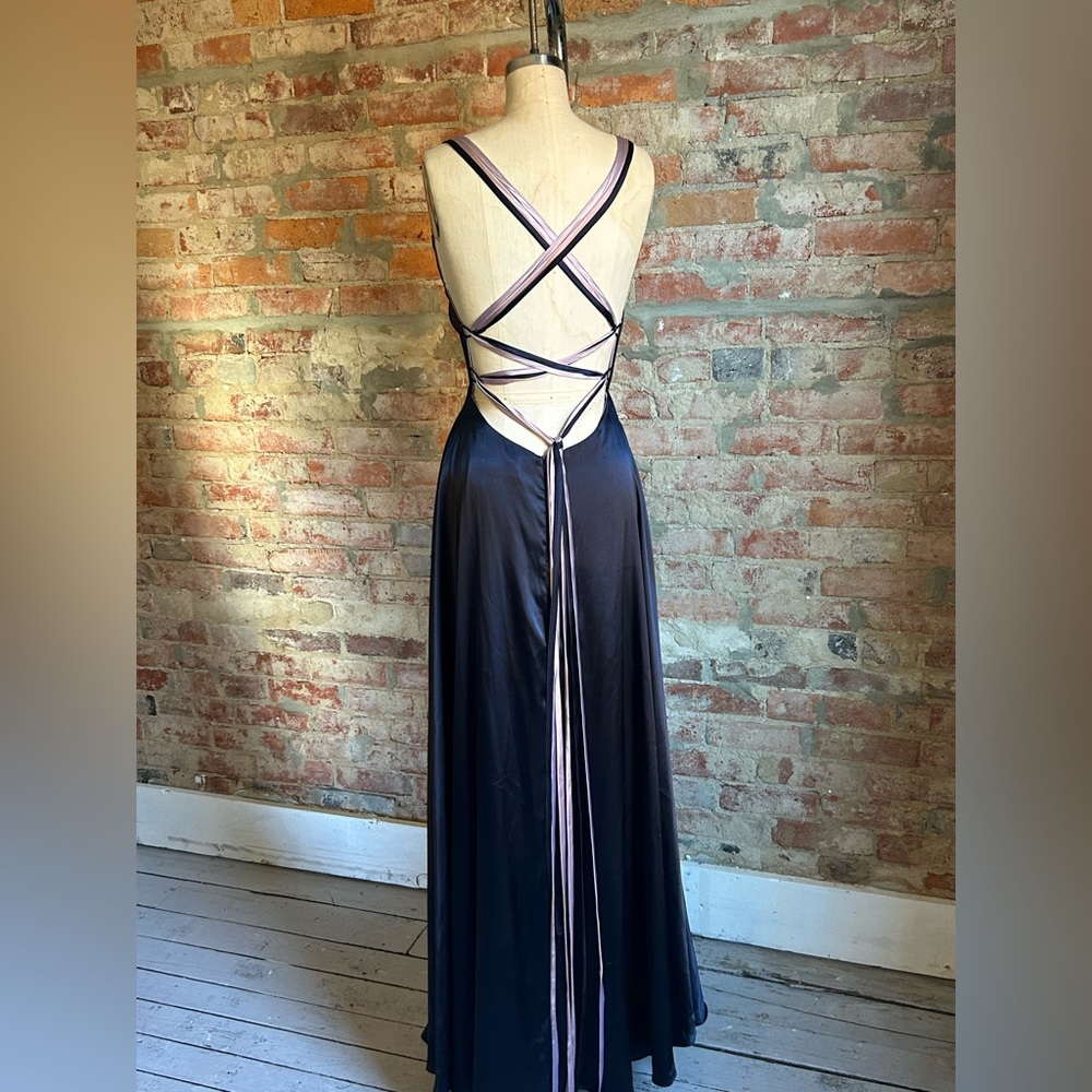 Black and Purple Backless Dress